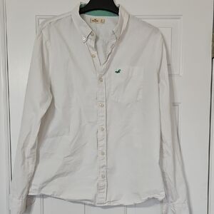 Hollister White Casual Button-Down Shirt